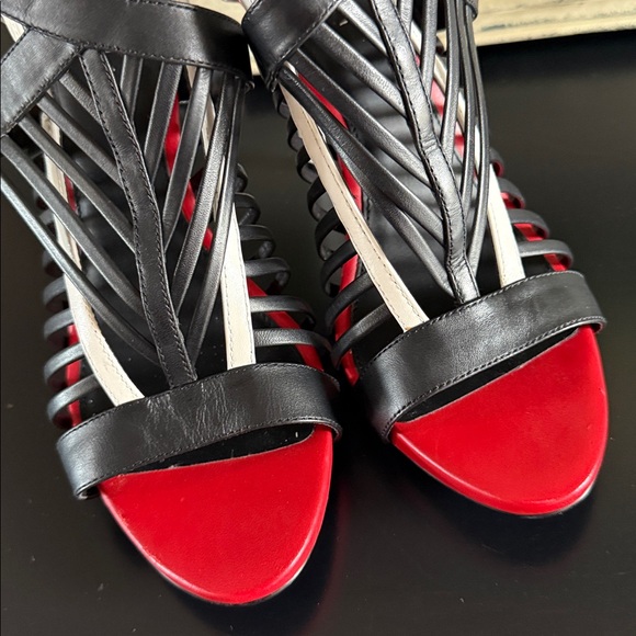 Calvin Klein Nadia Black, White, and Red Strappy Heels - Picture 8 of 14